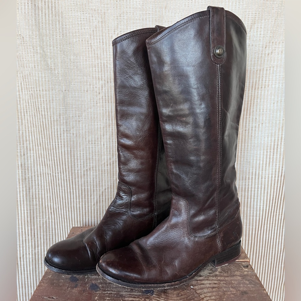 Frye Melissa Brown Leather Riding Boots